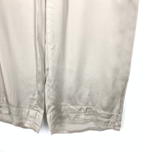 Zara Basic Straight Leg Satin Pants Womens Size Small Cream Gray *READ FLAW - Picture 4 of 7